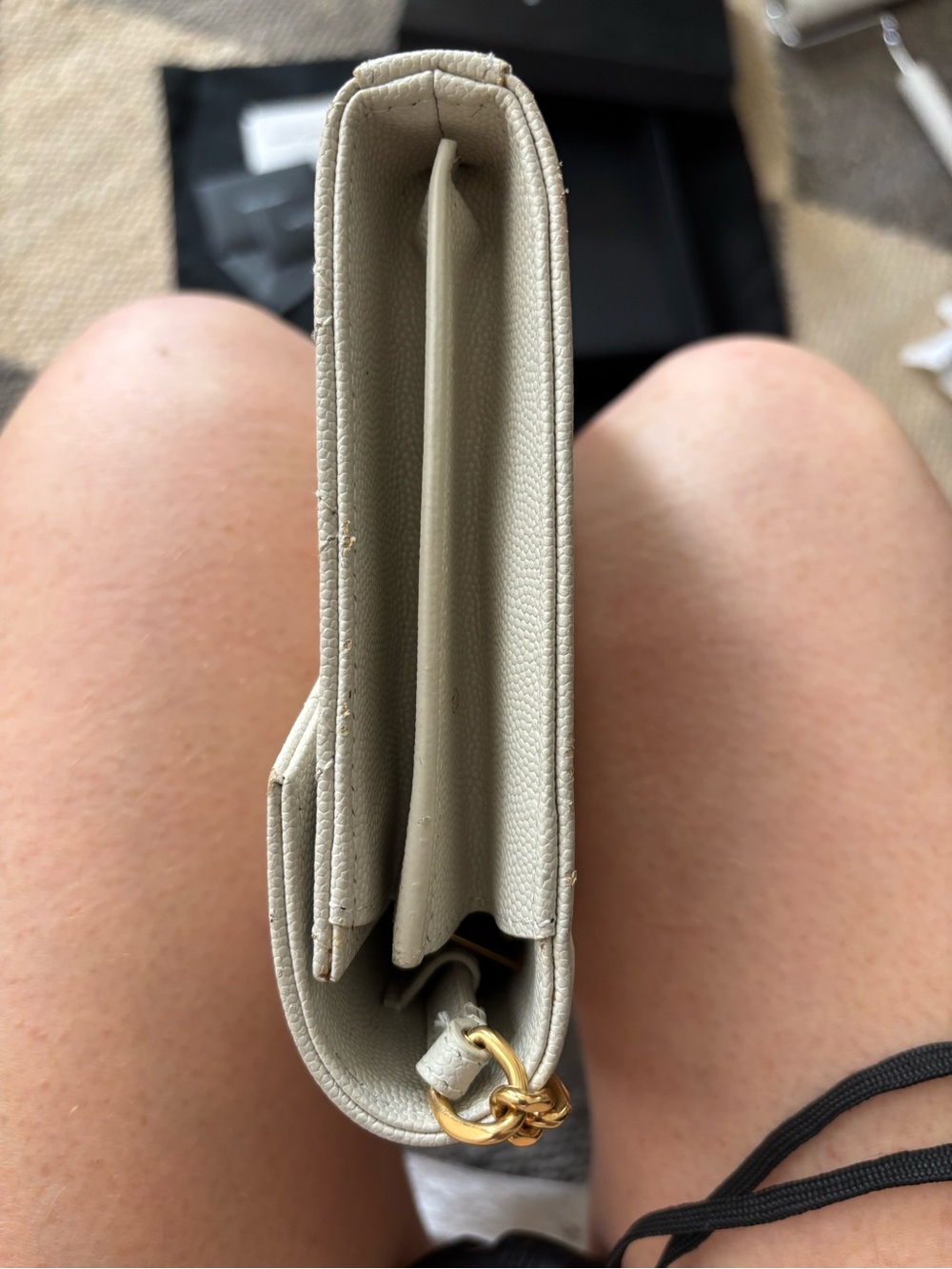 Saint Laurent Cream Quilted Leather Envelope Chain Crossbody Clutch/WOC - Picture 7 of 9